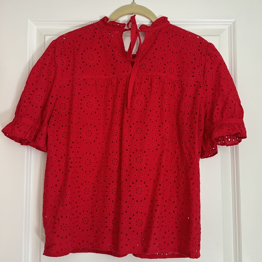 Madewell Red Eyelet Top - Picture 2 of 4